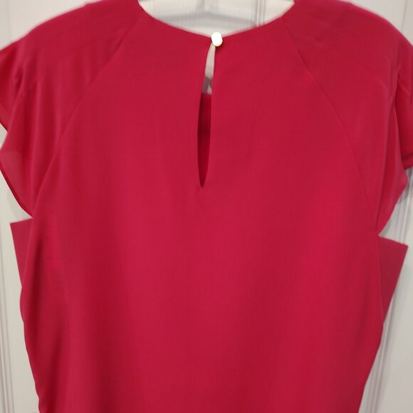ANTONIO MELANI SILK FLUTTER SLEEVE BLOUSE TUCKING DETAIL MAGENTA PINK SZ S - Picture 2 of 10